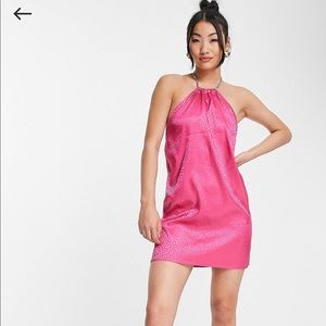 BRAND NEW ASOS pink halter mini dress